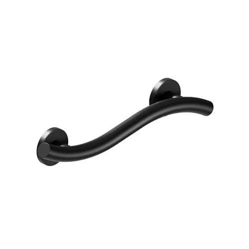 HEALTHCRAFT Wave Grab Bar 18" Single Pack, ADA Rail - Matte Black, 500 Lbs | Wave-shaped decorative grab bar, ADA compliant, 500 lb capacity - color: Matte Black, size: 18" 1-Pack