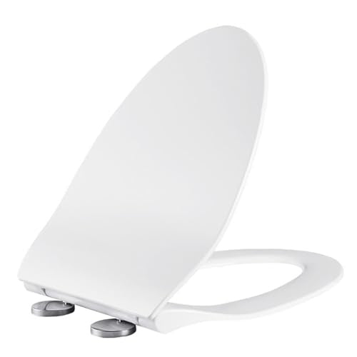 Slow Close Toilet Seat, V Shaped Toilet Seat with Adjustable Hinge, Quick-Release, Easy to Install Also Easy to Clean, Never Loose, Quiet-Close Lid and Seat, PP, White,01B (01F) - size: 01F