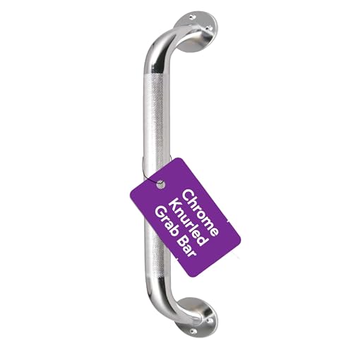24 Inch Grab Bars for Bathtubs and Showers - Chrome Knurled Bathroom Safety Rail Handle - Non Slip Textured Grip Handicap Grab Bar for Seniors, 250 lbs Weight Support Capacity - size: 24"