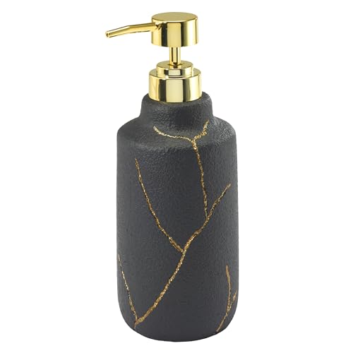 Nicole Miller - Bathroom Set, 3pc Resin Countertop Accessories, Dorm Room Essentials (Sydney Collection, Black/Gold) - size: 3 Pack Accessories
