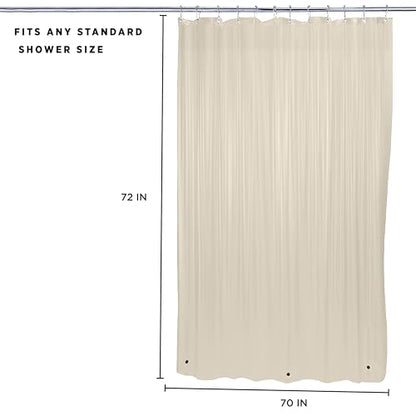 Bath Bliss 2 Pack PVC Heavy Weight Shower Curtain Liner | 4G | 70" x 72" | Rust Resistant Copper Grommets | Magnetic Hem | Beige - color: Beige