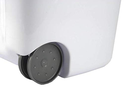 Sterilite Ultra Wheeled Laundry Hamper with Lid, Handle and Wheels for Easy Rolling of Clothes to and from the Laundry Room, Plastic, White, 1-Pack, Portable