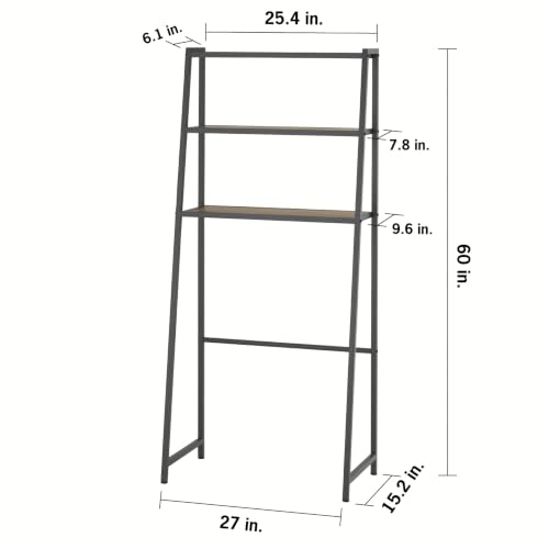 TRINITY 3-Tier Metal Over The Toilet Storage Shelving Rack, Freestanding Bathroom Organizer with Wood Grain Shelves, 27in x 15in x 60in, Dark Gray - color: Dark Gray