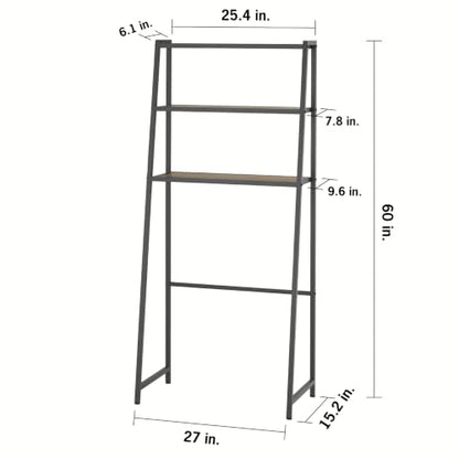 TRINITY 3-Tier Metal Over The Toilet Storage Shelving Rack, Freestanding Bathroom Organizer with Wood Grain Shelves, 27in x 15in x 60in, Dark Gray - color: Dark Gray