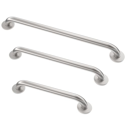 Grab Bar Bundle for ADA Compliance, Brushed Stainless Steel 1.5" Diameter 3-Piece Set (18", 36", 42") for Commercial Restrooms & Shower Safety Bars for Seniors - color: Brushed