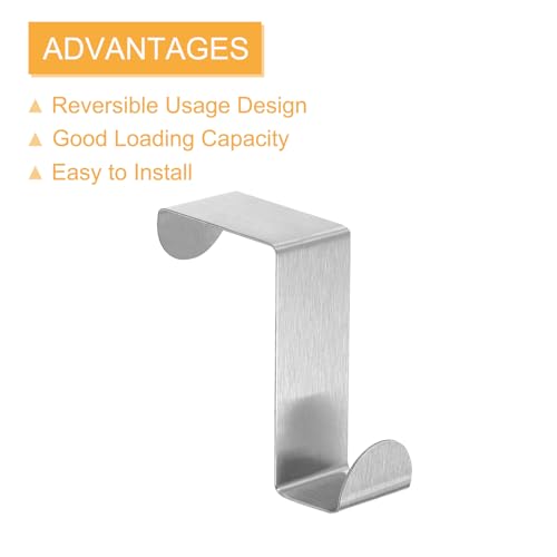 uxcell Over The Door Hooks,2pcs - Stainless Steel Door Hangers Hooks, S-Shaped Double Hooks for Hanging Clothes, Hats, Towels (Silver) - color: Silver