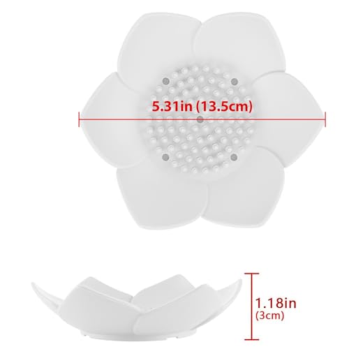 3 Pack Soap Dish, Bar Soap Holder, Bathroom Soap Tray with Drain, Lotus Silicone Soap Holder for Bathroom Shower (Blue, Pink, White) - color: Blue, Pink, White