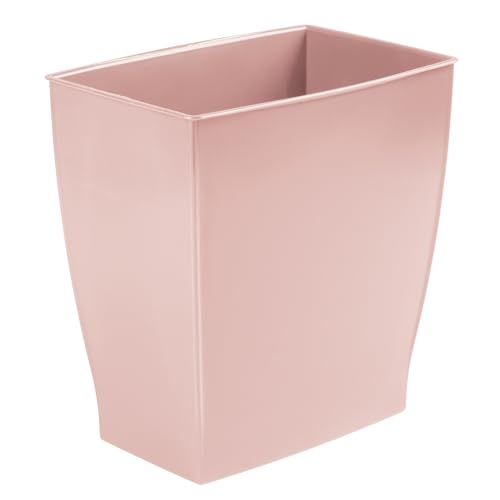 iDesign Small Plastic Bathroom Trash Can, Slim Rectangle Garbage Bin, Pink | Bedroom, Office, Dorm - color: Pink, style: Pack of 1