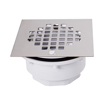2" Sch 40 PVC Shower Drains W/ 4-1/4" Square Cover in Polished Chrome - color: Polished Chrome