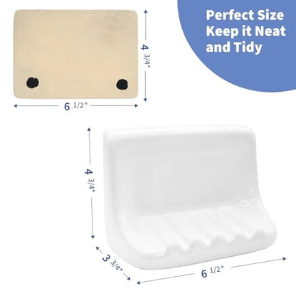 White Vintage Wall Mounted Ceramic Soap Dish Holder Bathroom Shower Wall