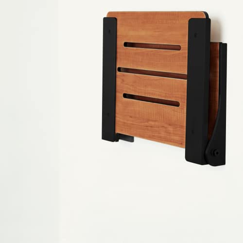 Seachrome SHAF-185155-PTS-S-MB Lifestyle & Wellness Silhouette Folding Wall Mount Shower Bench, Teak Seat with Matte Black Frame - color: Teak Seat With Matte Black Frame