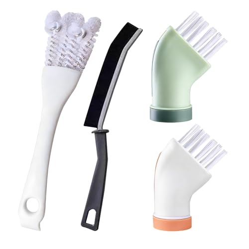 Crevice Cleaning Brush Set，Grill Brush，Hard Bristle Crevice Cleaner Connected to Mineral Water Bottle，for use in: Kitchen, Bathroom Sinks and Corners, Crevices, Window Tracks, and Tight Spaces.4pcs