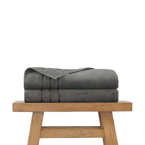Cariloha Extra Smooth Towel Viscose from Bamboo 28"x54" Highly Absorbent Odor Resistant Onyx 2 Pack Bundle - color: Onyx