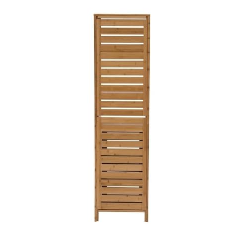 Pemberly Row Tall Bamboo Linen Cabinet, 61.75 in Height, 6-Shelf Tower, Natural Brown Finish, Solid Bamboo Construction, Versatile Storage for Bathroom or Home Organization