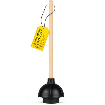 SteadMax Heavy Duty Toilet Plunger, Double Thrust Rubber Cup, Wood Handle - size: 1 Pack