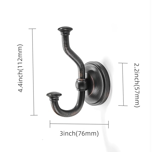 1 Pack 4-1/2 Inch Zinc Alloy Oil Rubbed Bronze Towel Hooks | Solid Metal | Wall Mount | Robe Hooks | Coat Hooks | For Bathroom, Shower, Bedroom, Entryway | Bathroom Hardware Accessories - color: Oil Rubbed Bronze