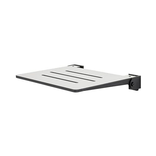 Seachrome 18 inch Silhouette Slimline Folding Wall Mount Shower Bench Seat, Light Gray Seat with Matte Black Frame - color: Light Gray With Matte Black Frame