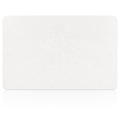 THMINS White Stone Bath Mat, 24''x16'' Stone Shower Mat | Diatomite Stone Bath Mat, Super Absorbent, Quick-Drying, Non-Slip, and Easy to Clean for Bathroom - color: Whitesnowflakes, size: 23.6x15.4''