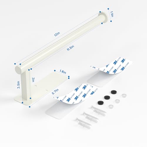Paper Towel Holder Under Cabinet No Drilling, Self Adhesive Paper Towel Holder Wall Mount for Kitchen Rack, Under Counter Napin Holder No Drill, RV, 304 Stainless Steel, White - color: White