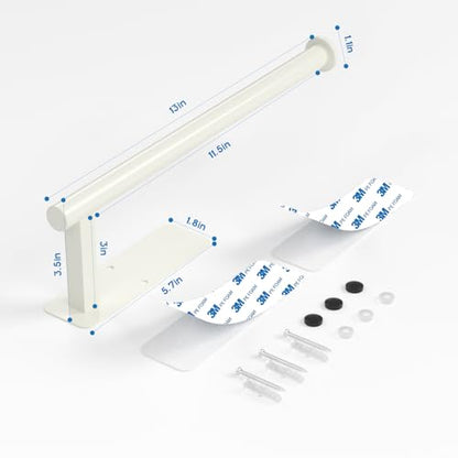 Paper Towel Holder Under Cabinet No Drilling, Self Adhesive Paper Towel Holder Wall Mount for Kitchen Rack, Under Counter Napin Holder No Drill, RV, 304 Stainless Steel, White - color: White