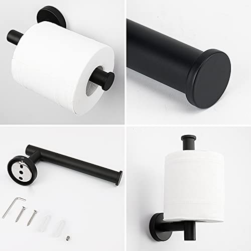 NearMoon 2 Pieces Bathroom Hardware Accessories, Towel Ring and Toilet Paper Holder- Stainless Steel Bath Towel Hanger and Hand Towel Holder, Wall Mounted (Matte Black) - color: Matte Black