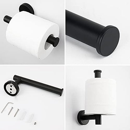 NearMoon 2 Pieces Bathroom Hardware Accessories, Towel Ring and Toilet Paper Holder- Stainless Steel Bath Towel Hanger and Hand Towel Holder, Wall Mounted (Matte Black) - color: Matte Black