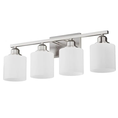 4-Light Bathroom Light Fixtures Over Mirror, Glass Shade & Anti-Rust Nickel Finished,Brushed Nickel Vanity Lights, Modern Bathroom Vanity Light, Bathroom Light for Small Space - color: Brushed Nickel-4 Light