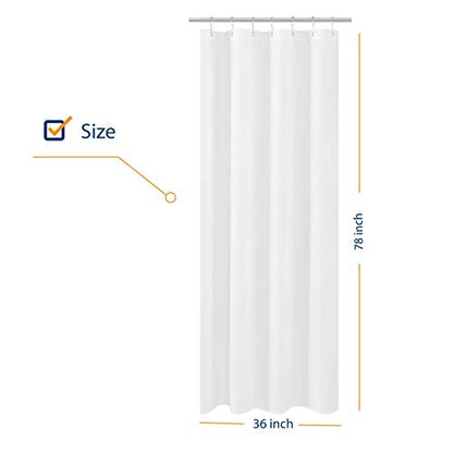 N&Y HOME Small Fabric Shower Curtain Liner 36x78 for Long Stall, White | Hotel Quality, Bottom Magnets, Machine Washable, Water Repellent, 36 x 78 inches Narrow Bathroom Curtain with Grommets - color: White, size: 36"W x 78"L (Pack of 1)