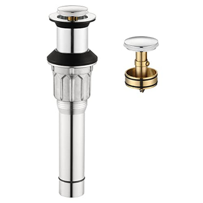 All Metal Bathroom Sink Drain Without Overflow, Vessel Sink Drain Lavatory Vanity Pop Up Drain Stopper 304 Stainless Steel & Brass Strainer Basket, Chrome, 2108601 - color: Chrome, style: Without Overflow
