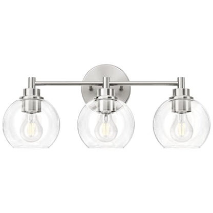 VONLUCE 3 Light Bathroom Vanity Light Fixtures, Brushed Nickel Finish | Globe Glass Shades, E26 Sockets, Easy to install, ETL Certificated, Vanity Lights for Bedroom Hallway Living Room - color: Nickel, size: 3-Light