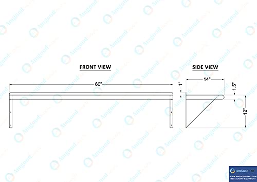 AmGood 60" Long X 14" Deep Stainless Steel Wall Shelf | NSF Certified | Appliance & Equipment Metal Shelving | Kitchen, Restaurant, Garage, Laundry, Utility Room - size: 60" Long X 14" Deep