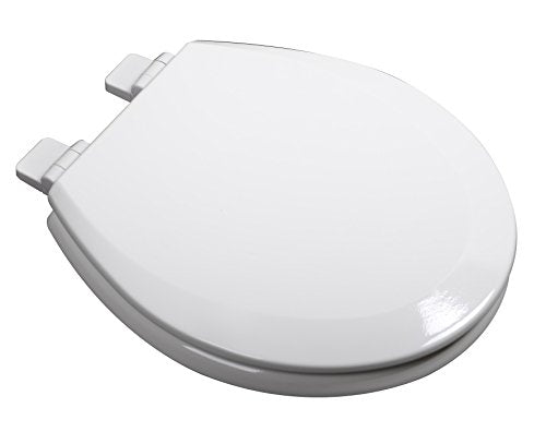 1F1R7-00 Premium Molded Wood Round Toilet Seat with Slow Close Hinge & OSG, White - color: WHITE/WHITE HINGE, style: ROUND