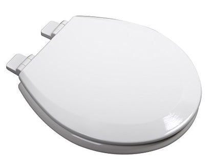 1F1R7-00 Premium Molded Wood Round Toilet Seat with Slow Close Hinge & OSG, White - color: WHITE/WHITE HINGE, style: ROUND