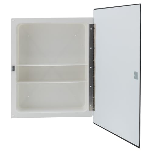 RecPro RV Medicine Cabinet, 16" x 22", White Mirror Cabinet, Made in USA