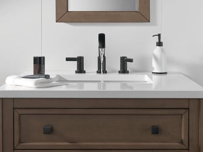 Delta Albion Matte Black Bathroom Faucet 3 Hole, 8 Inch Widespread Bathroom Sink Faucet for Vanity, Metal Push-Pop Drain Assembly, Matte Black 35855LF-BL - color: Matte Black