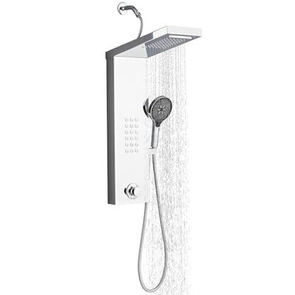 Shower Panel Tower System,Rain Shower Head Rainfall | Waterfall Shower,Handheld High Pressure Rain Massage System(Brushed Silver) - color: brushed silver, style: Normal