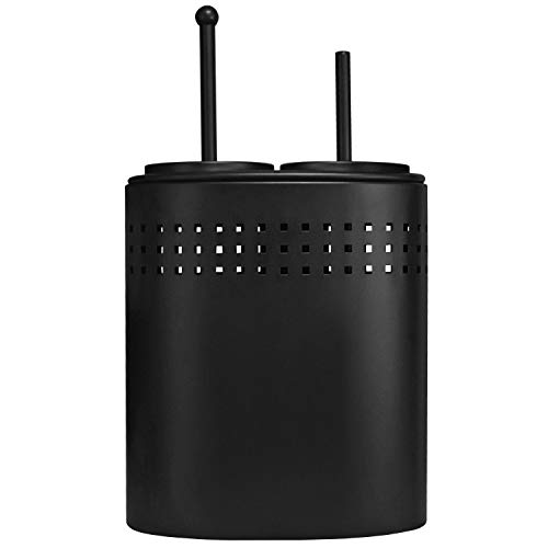 Blue Donuts Toilet Brush and Plunger Set with Holder, Modern Black Bathroom Accessories Toilet Plunger and Toilet Bowl Brush Combo - color: Black