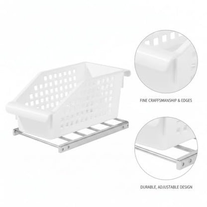 Telescopic Shelf Organizer, Adjustable Stainless Steel Cabinet Divider for Under Sink, Kitchen, Bathroom, and Closet Storage - size: 9.84 x 4.72 x 4.13 in