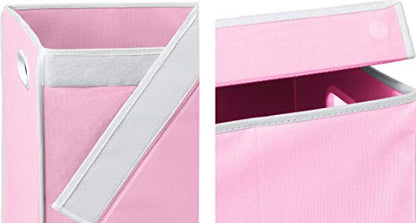 Simple Houseware Double Laundry Hamper with Lid & Removable Bags, Pink | Heavy Duty 600D Polyester, Water-Resistant Surface - color: Pink