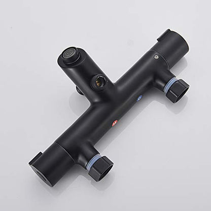 Thermostatic Bathtub Faucet with Handheld Shower Brass Black Shower System Wall Mounted Bathtub Mixer Taps for Bathroom