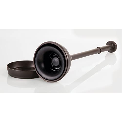 mDesign Plastic Toilet Plunger with Lift & Lock Cover Set, Compact Discreet Freestanding Storage Caddy Holder for Bathroom, Powder Room, Modern Design - Heavy Duty - Hyde Collection, Bronze - color: Bronze