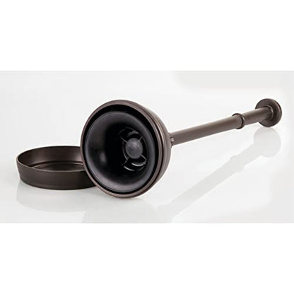 mDesign Plastic Toilet Plunger with Lift & Lock Cover Set, Compact Discreet Freestanding Storage Caddy Holder for Bathroom, Powder Room, Modern Design - Heavy Duty - Hyde Collection, Bronze - color: Bronze