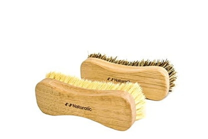 All-Natural Wooden Scrub Brush Set | Wooden Handle | Tampico and Palmyra bristles | Eco Friendly Cleaning Products | Pack of 2