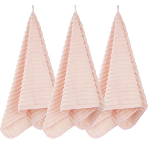 3-Piece Hand Bath Towels 14 X 29.6 Inchs, Quick-Dry Microfiber Washcloths with Hanging Loop, Soft & Absorbent Face Towels for Bathroom Kitchen Gym Travel - color: 3pink