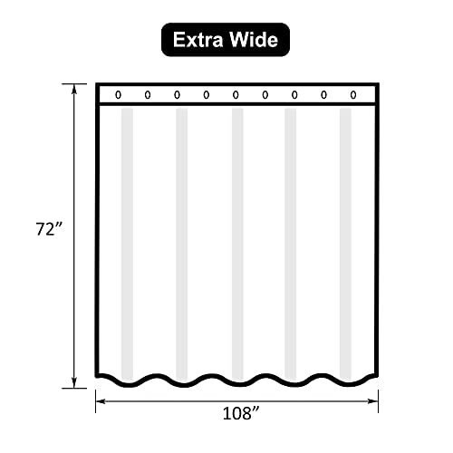 EurCross Heavy Duty Extra Wide Shower Curtain Liner 108 x 72 inch with 3D Pebble Design, Thick 11G EVA Heavyweight Clear Shower Liner Curtains for Bathroom with 3 Strong Magnet - size: 108"W x 72"L (Pack of 1)