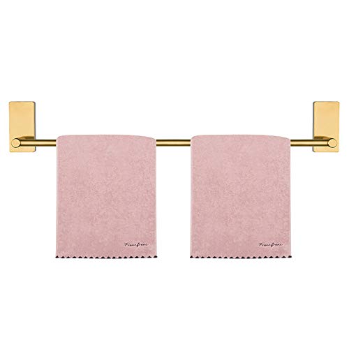 NearMoon Self Adhesive Bathroom Towel Bar- Stainless Steel Bath Wall Shelf Rack Hanging Towel Stick On Sticky Hanger Contemporary Style, NO Drilling (1 Pack, Brushed Gold, 27-Inch Towel Rack) - color: Brushed Gold, size: 27-Inch