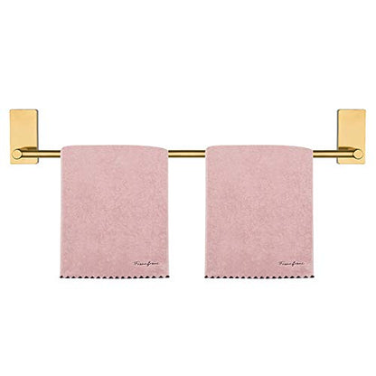 NearMoon Self Adhesive Bathroom Towel Bar- Stainless Steel Bath Wall Shelf Rack Hanging Towel Stick On Sticky Hanger Contemporary Style, NO Drilling (1 Pack, Brushed Gold, 27-Inch Towel Rack) - color: Brushed Gold, size: 27-Inch