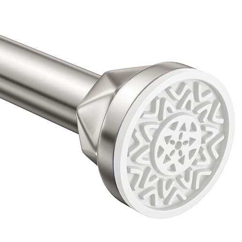 Nickel No-Drill Shower Rod - 32-80 Inches, Anti-Slip Tension Curtain Rod - color: nickel, size: 32-80 inches