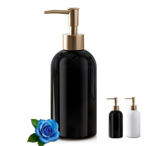 Gold Refillable Dish Soap Dispenser for Kitchen Sink,Hand Soap Dispenser Bottle for Bathroom Countertop Sink, Black Simple Modern Lotion Pump Bottle (420ml) for Laundry Dishwashing Soap Cream Liquid - color: Black