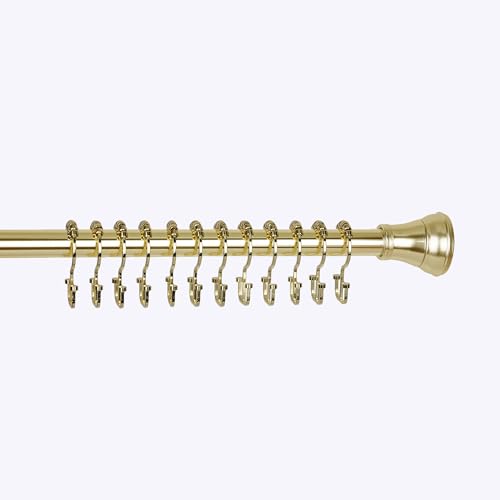HK1GD Deco Flat Double Roller Shower Curtain Hooks; Gold - Set of 12 - color: Gold